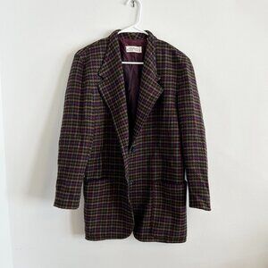 Ellen Tracy Wool Multicolor Checked Blazer